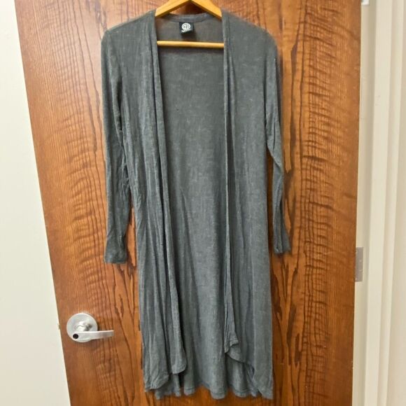 Bobeau Grey heather super soft open front trench coat‎ length cardigan - Picture 6 of 6